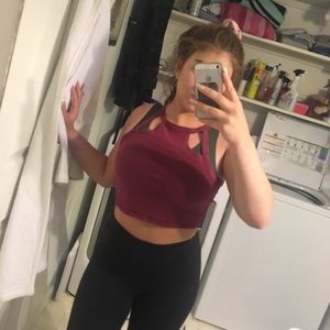 Burgundy cutout tank top croptop